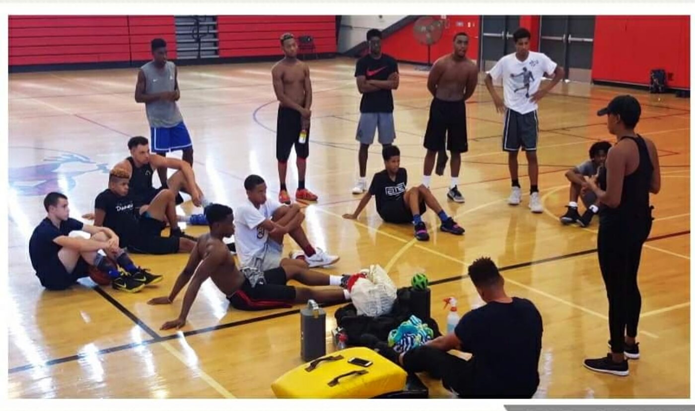 Coach Peters leading a team session at Prodigy Athletic Institute.