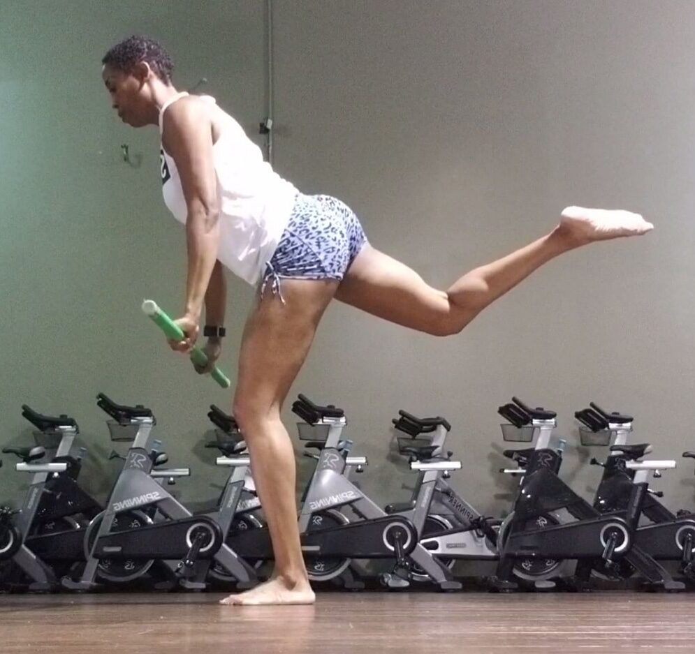 Coach Peters working on single-leg balance and stability.